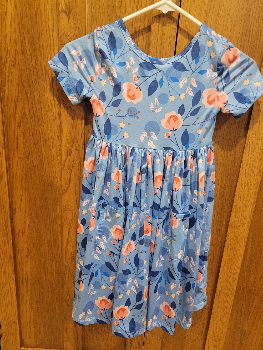 Mila & Rose Girls Blue Floral Short Sleeve Dress. Size 7/8
